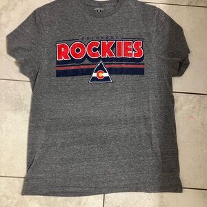 Colorado Rockies Gray Graphic Tee with Red & Navy Logo